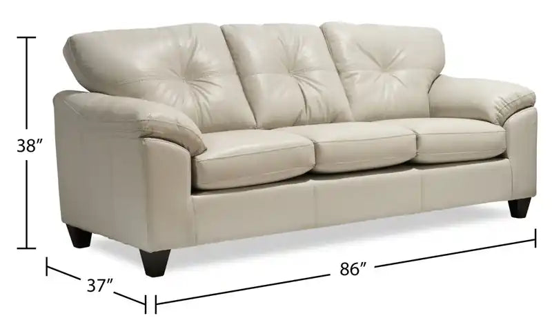 Fabriqué au Canada Canapé 86 po en tissu aspect cuir avec coussin de siège amovible et capitonnage – Noir Mûre