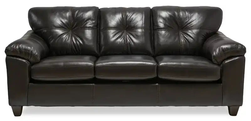 Made in Canada Addison 86 Leather-Look Fabric Sofa with Removable Seat Cushion and Tufting - Blackberry Black