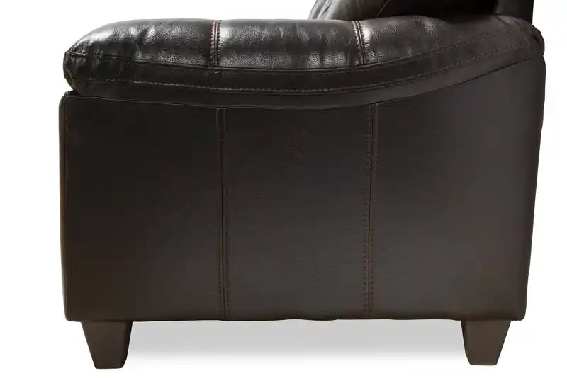 Fabriqué au Canada Canapé 86 po en tissu aspect cuir avec coussin de siège amovible et capitonnage – Noir Mûre