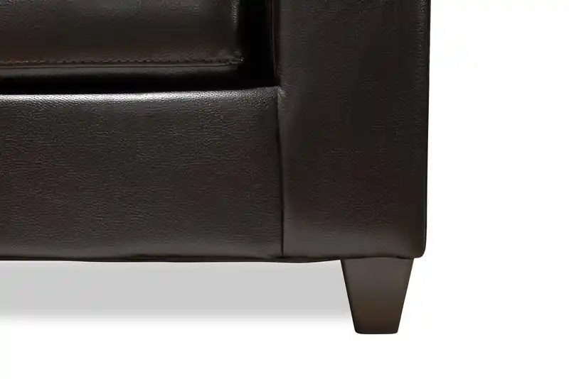 Fabriqué au Canada Canapé 86 po en tissu aspect cuir avec coussin de siège amovible et capitonnage – Noir Mûre