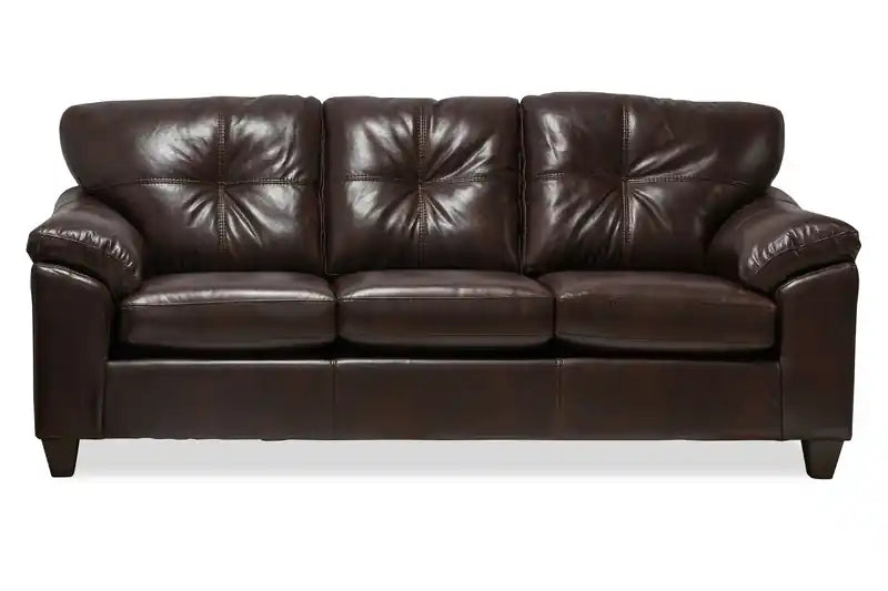 Fabriqué au Canada Canapé 86 po en tissu aspect cuir avec coussin de siège amovible et capitonnage – Noir Mûre