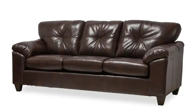 Fabriqué au Canada Canapé 86 po en tissu aspect cuir avec coussin de siège amovible et capitonnage – Noir Mûre
