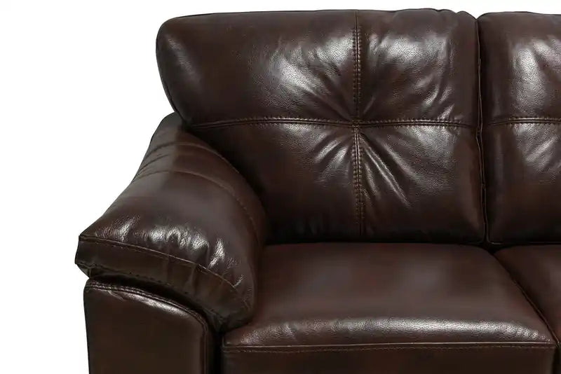 Fabriqué au Canada Canapé 86 po en tissu aspect cuir avec coussin de siège amovible et capitonnage – Noir Mûre