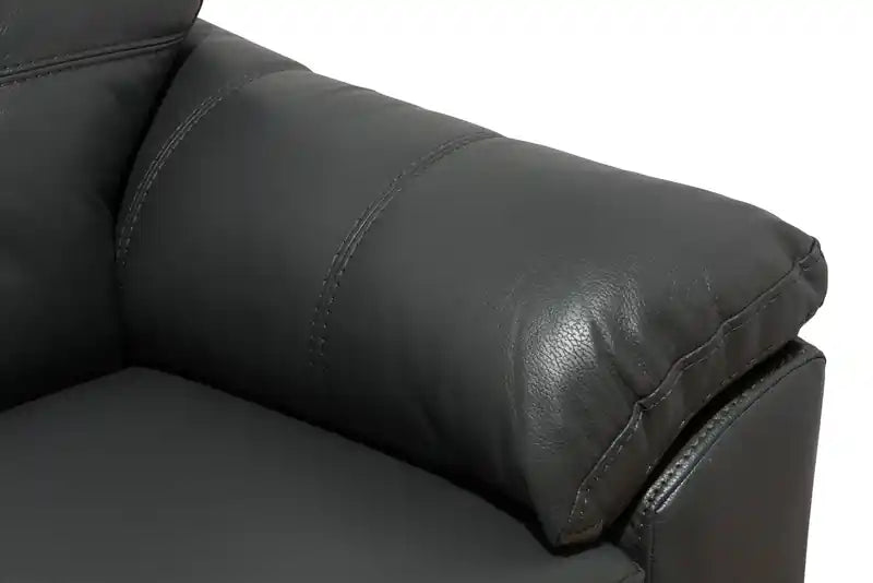 Fabriqué au Canada Canapé 86 po en tissu aspect cuir avec coussin de siège amovible et capitonnage – Noir Mûre