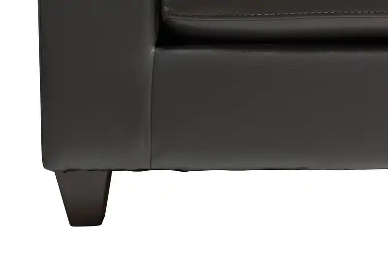 Fabriqué au Canada Canapé 86 po en tissu aspect cuir avec coussin de siège amovible et capitonnage – Noir Mûre