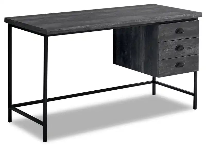 Blake 55.25 Reclaimed Wood Look Office Desk with 3-Drawers