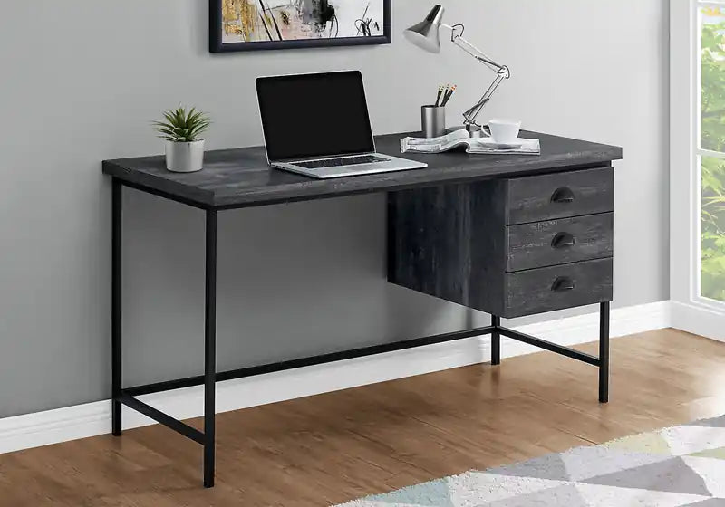 Bureau de 140 cm au look bois recyclé avec 3 tiroirs