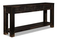 Breda 64.12 Rustic Sofa Table with Storage and Shelf - Vintage Black Wood