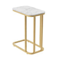 19 C-Shaped End Table - Marble Look With Gold Metal