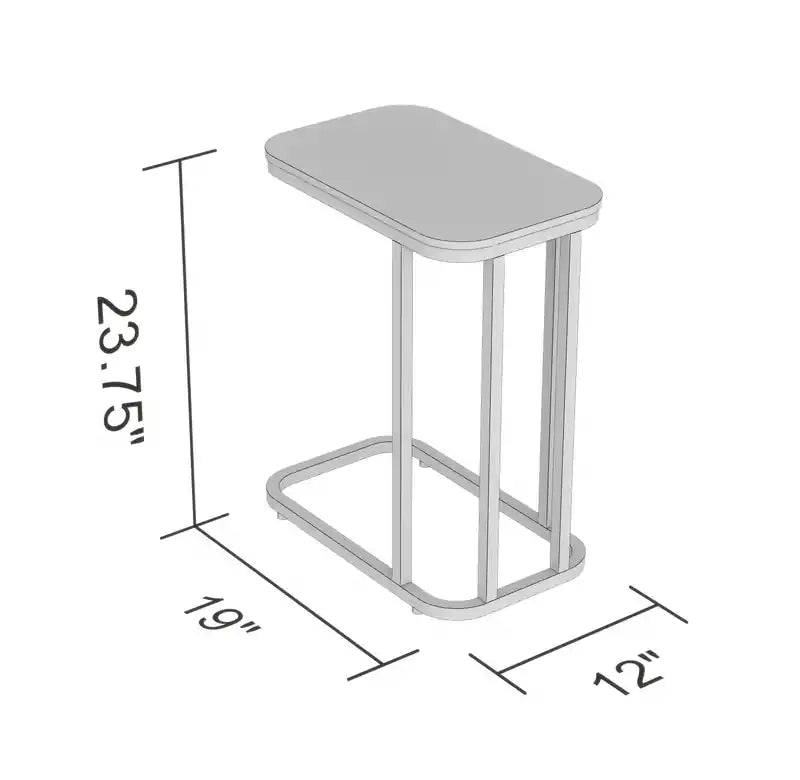 Table d'appoint en C de 19 pouces – Imitation marbre avec métal doré