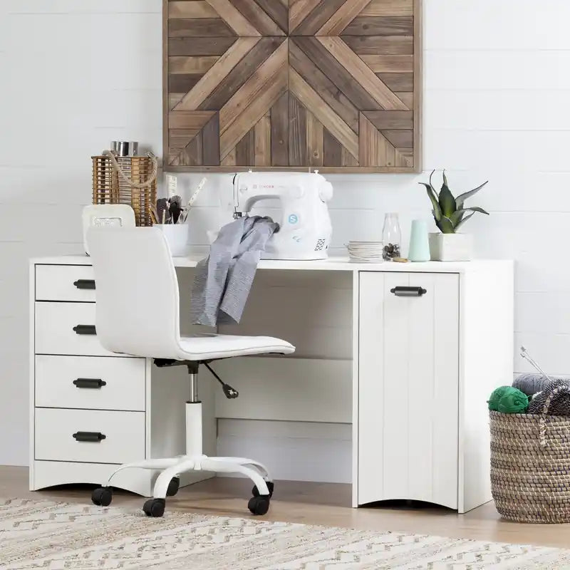 Table de couture et de rangement pour travaux manuels - Blanc pur