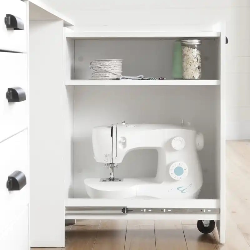 Table de couture et de rangement pour travaux manuels - Blanc pur