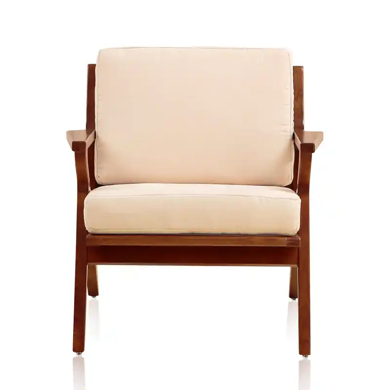 Manhattan Comfort Martelle Twill Weave Accent Chair - Cream & Amber