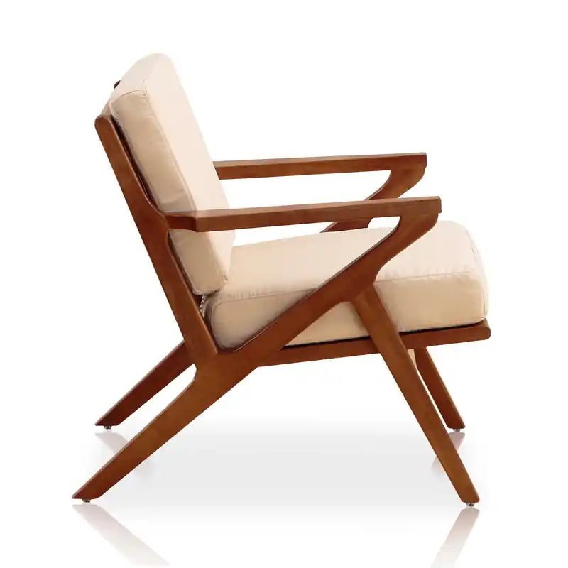 Fauteuil en tissu sergé - Crème et ambre