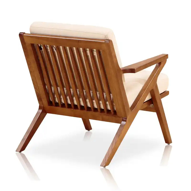 Fauteuil en tissu sergé - Crème et ambre