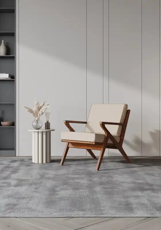 Fauteuil en tissu sergé - Crème et ambre
