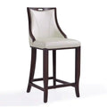 Manhattan Comfort Emperor 41 Beech Wood Barstool - Pearl White & Walnut