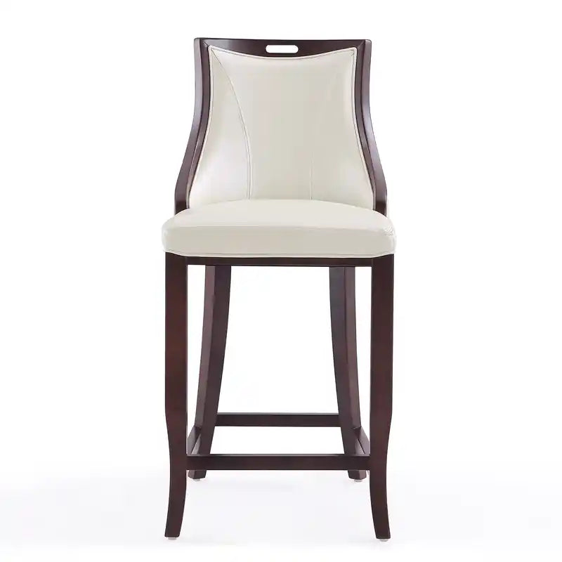 Tabouret de bar 41 Beech Wood - Blanc perle et noyer