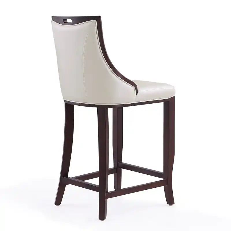 Tabouret de bar 41 Beech Wood - Blanc perle et noyer