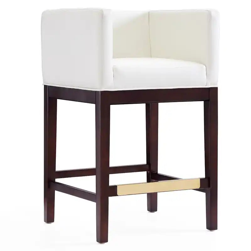 Manhattan Comfort Kingsley 34 Beech Wood Counter Height Barstool - Ivory & Dark Walnut