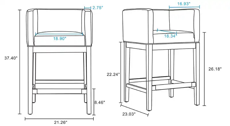 Tabouret de bar à hauteur de comptoir 34 po en hêtre - Ivoire et noyer foncé