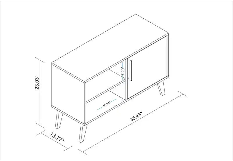 Meuble TV Mid-Century Modern de 90 cm avec 3 étagères