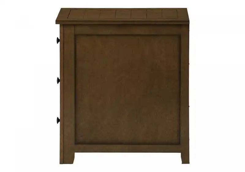 Table d'appoint/de chevet étroite avec tiroir de rangement, finition placage marron, style transitionnel