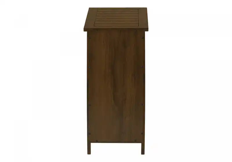 Table d'appoint/de chevet étroite avec tiroir de rangement, finition placage marron, style transitionnel