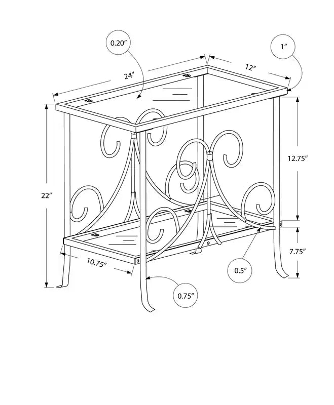 Table d'appoint en métal blanc et verre trempé