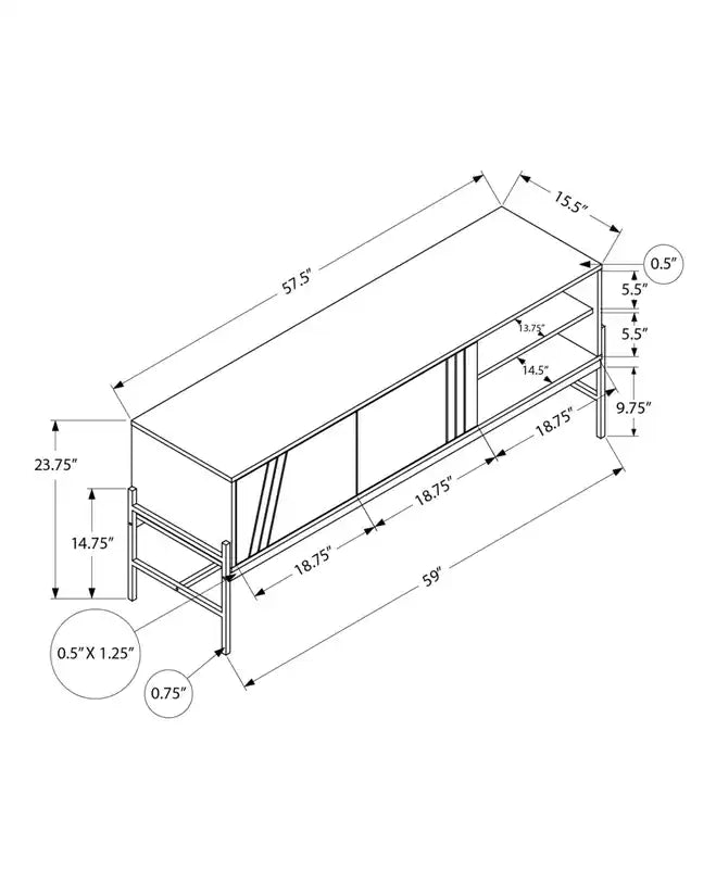 Meuble TV moderne de 150 cm avec rangement et gestion des câbles pour téléviseurs jusqu'à 65 pouces - Noir