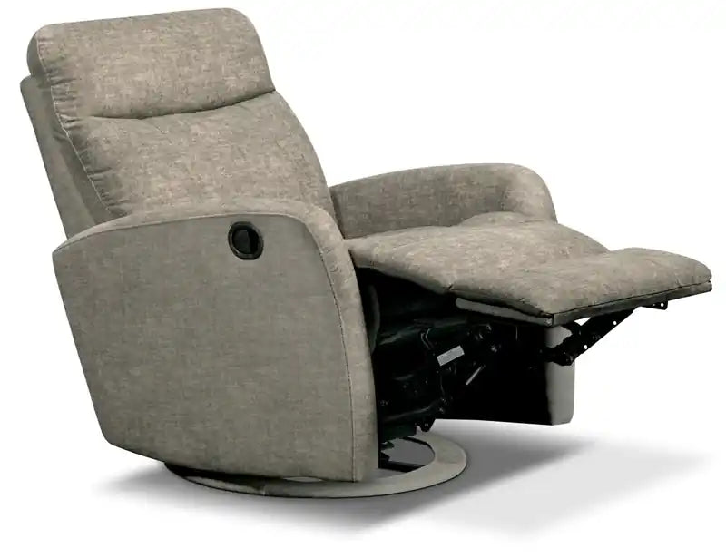 Jeffry 30.3 Velvet Fabric Swivel Glider Reclining Chair - Stone Beige