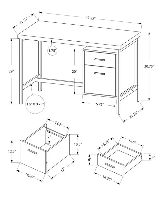 47.25 Office Desk with 2-Drawers