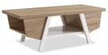 Malik 47.25 Modern Coffee Table with Storage and Shelf - White and Light Brown