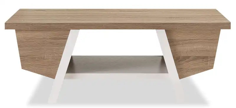 47,25 Table basse moderne avec rangements et étagère - Blanc et marron clair