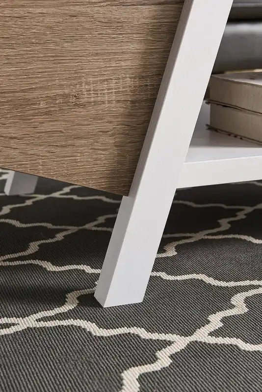 47,25 Table basse moderne avec rangements et étagère - Blanc et marron clair
