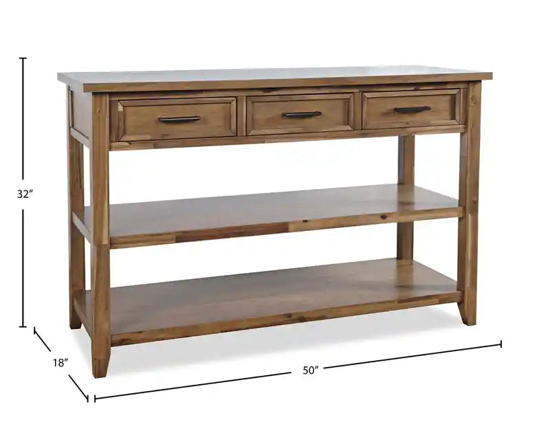 50 Table console rustique avec rangement et étagère
