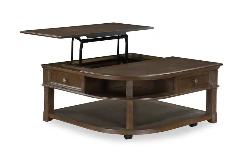 Weston 38 Traditional Lift Top Coffee Table with Storage and Casters - Brown Elm