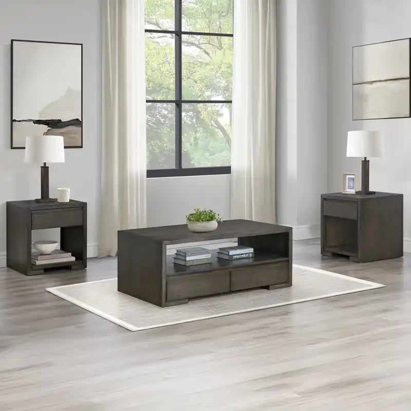 Table d'appoint 24 po avec rangement et tablette - Mocha chaud