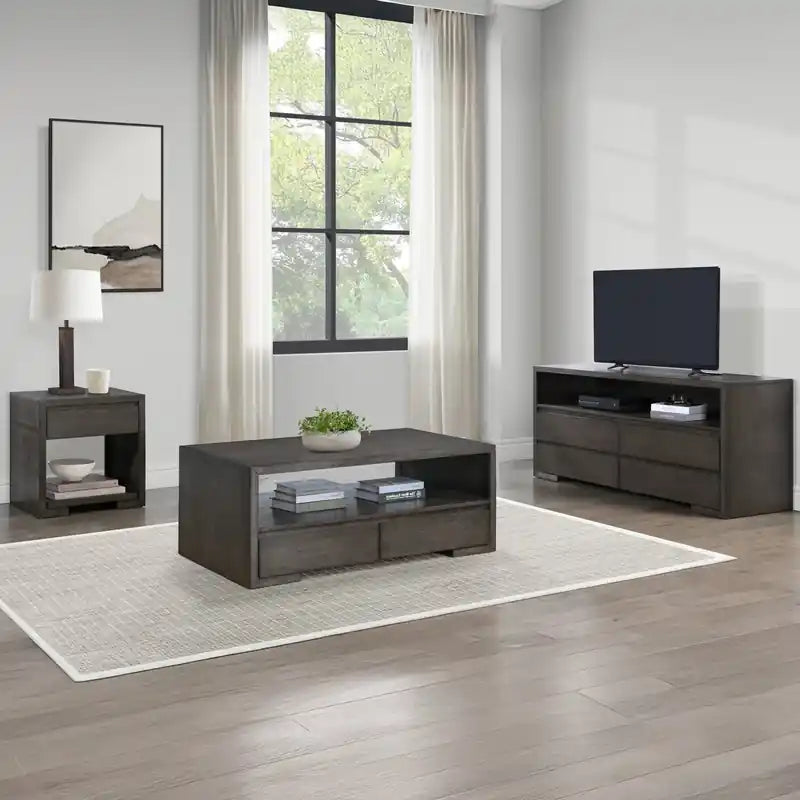 Table d'appoint 24 po avec rangement et tablette - Mocha chaud