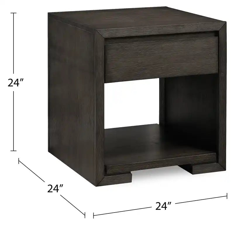 Table d'appoint 24 po avec rangement et tablette - Mocha chaud