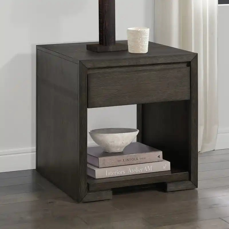 Table d'appoint 24 po avec rangement et tablette - Mocha chaud
